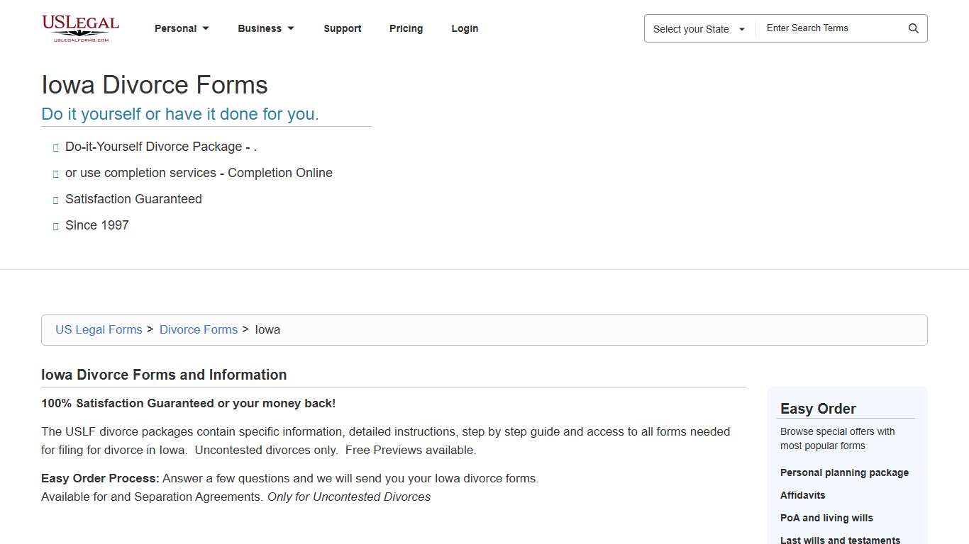 Iowa Divorce Forms 2026 | US Legal Forms