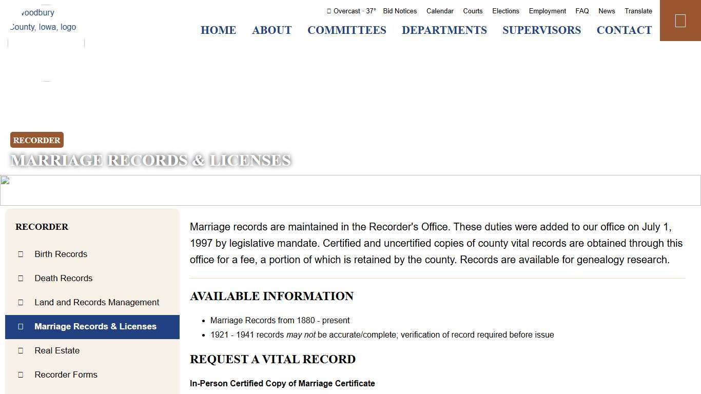 Marriage Records & Licenses - Woodbury County, Iowa