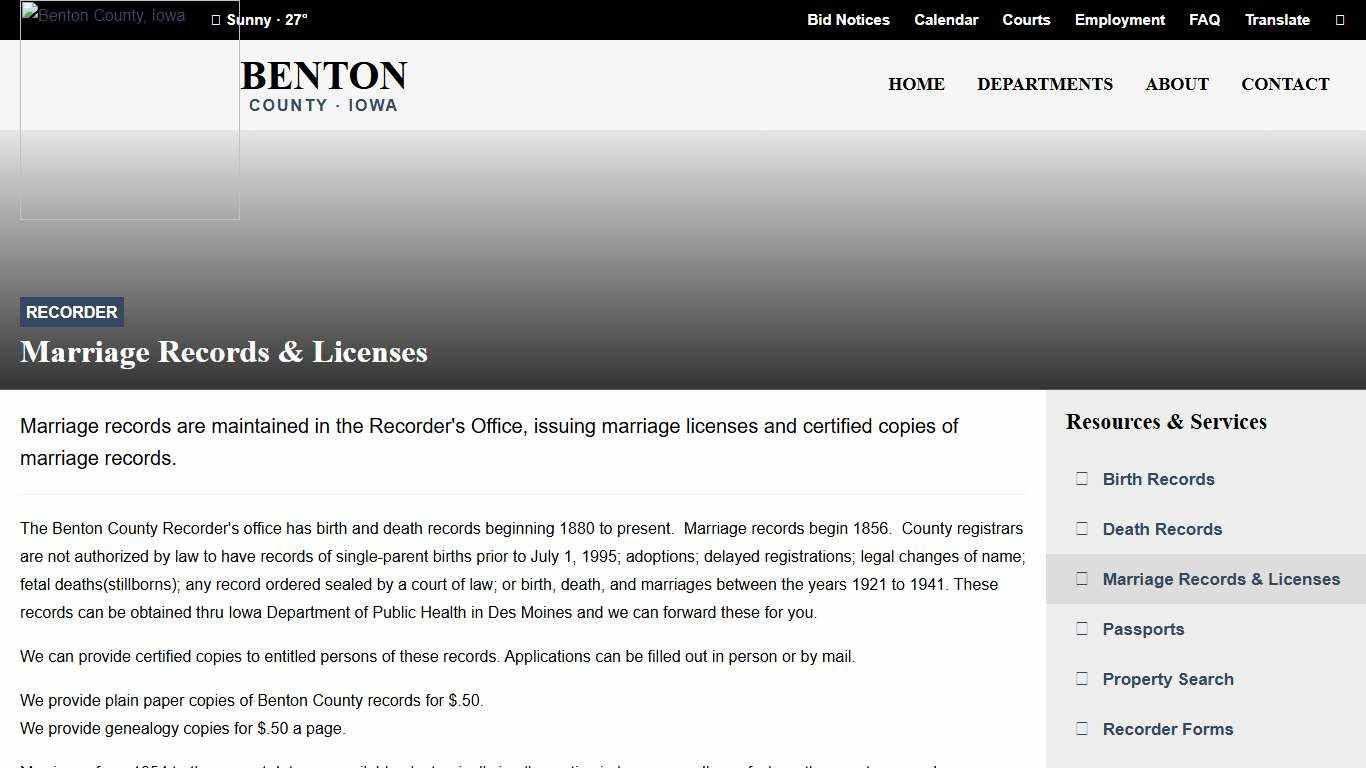Marriage Records & Licenses | Benton County, Iowa